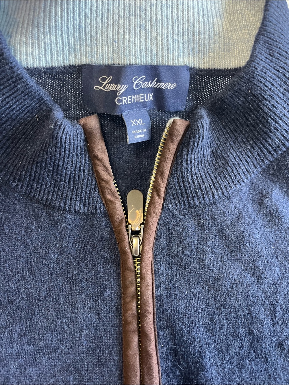 CREMIEUX Luxury Cashmere Men’s Quarter Zip 100% Cashmere Sz XXL Needs Shaved